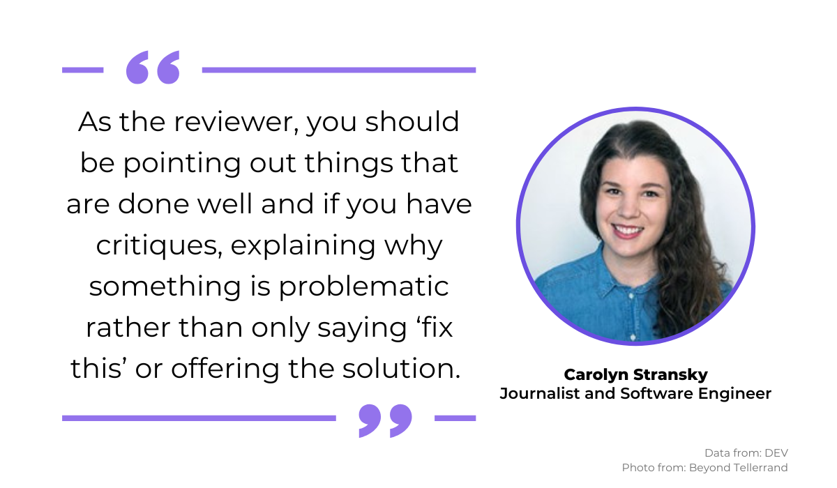 Carolyn Stransky quote about code review