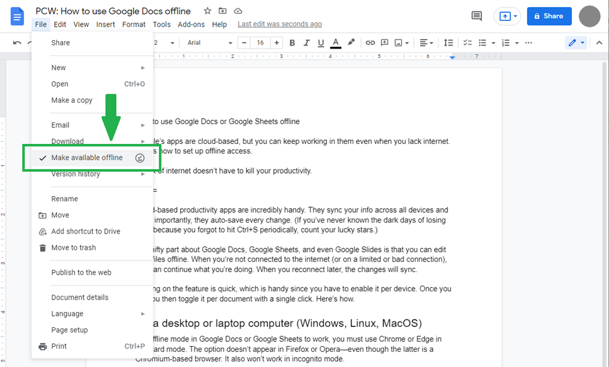 Google docs offline