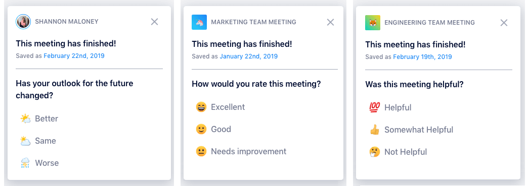 Meeting feedback questions