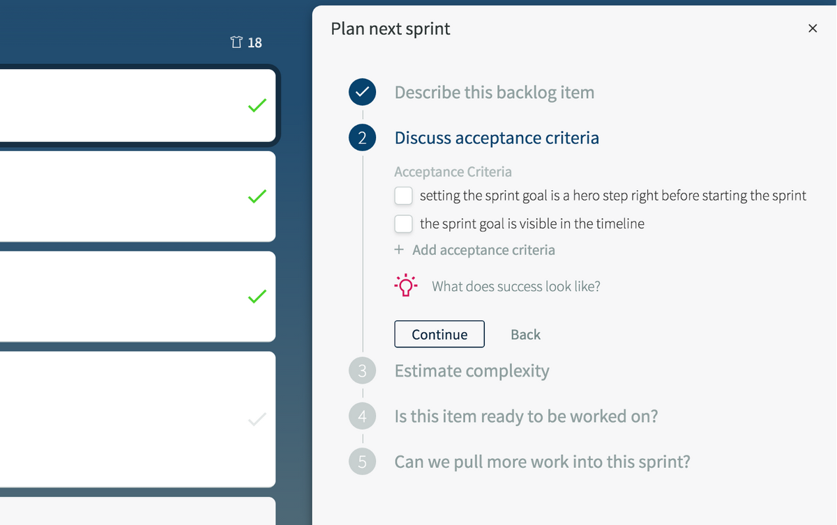 plan next sprint screenshot