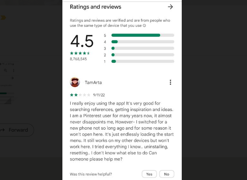 ratings and reviews