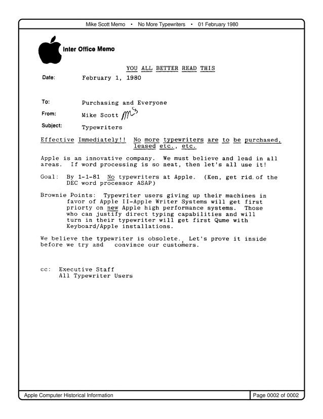 1981 memo from Apple