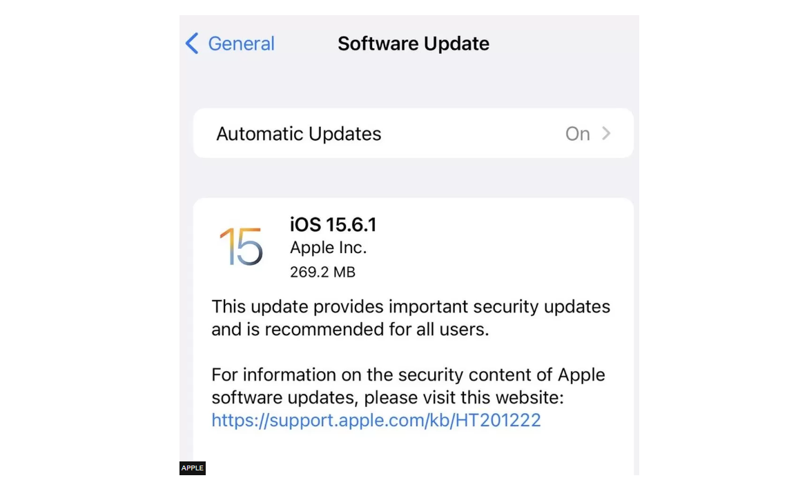 Apple software update example