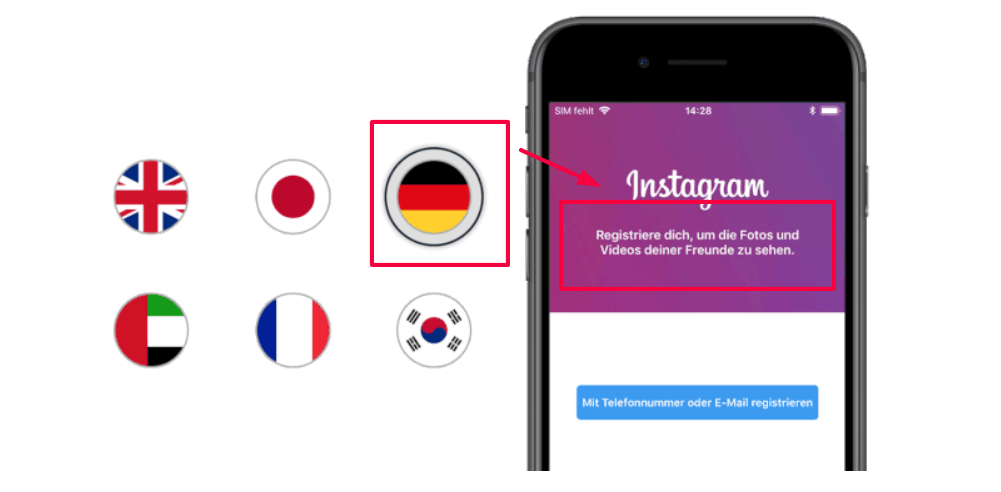 Instagram German setup screenshot