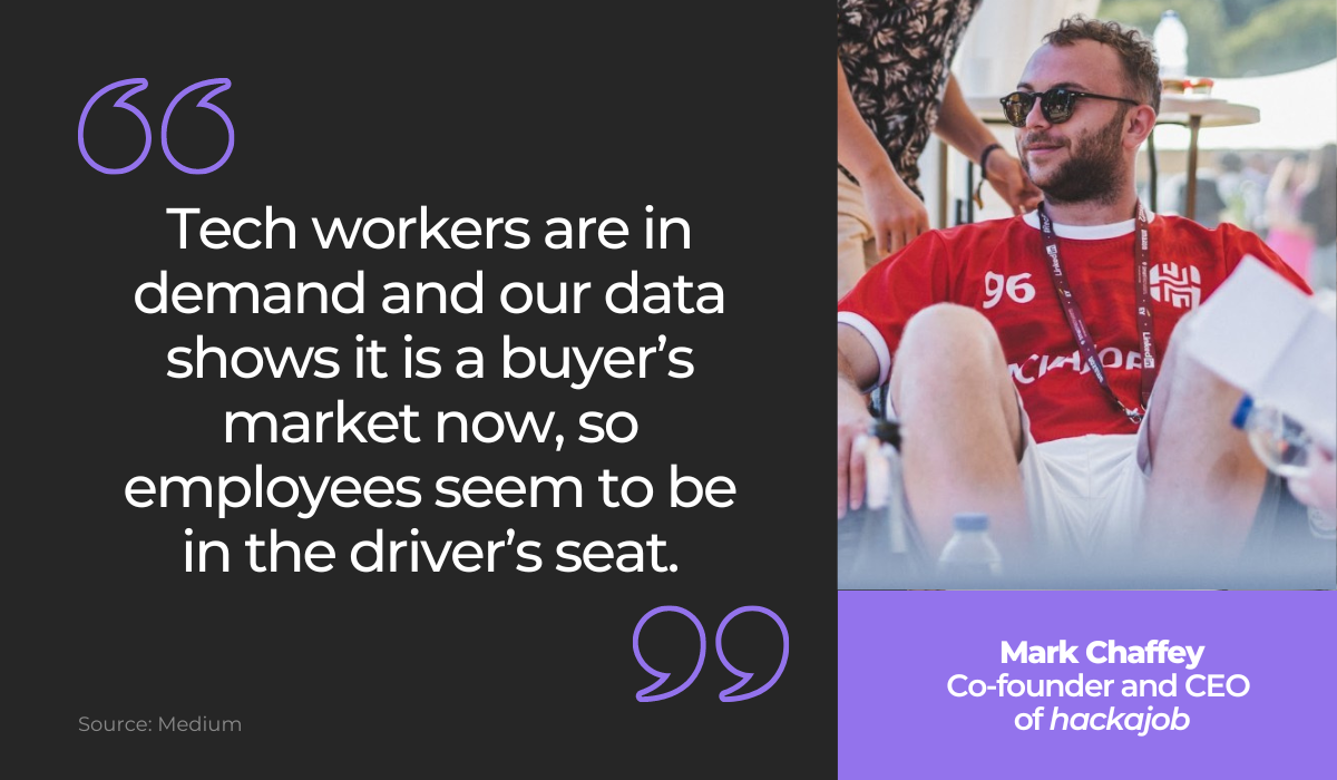 Mark Chaffey quote on tech workers in driver's seat