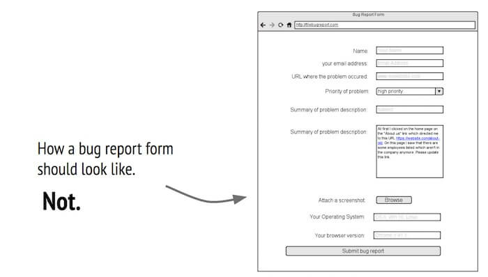 How a bug report form shouldn't look like
