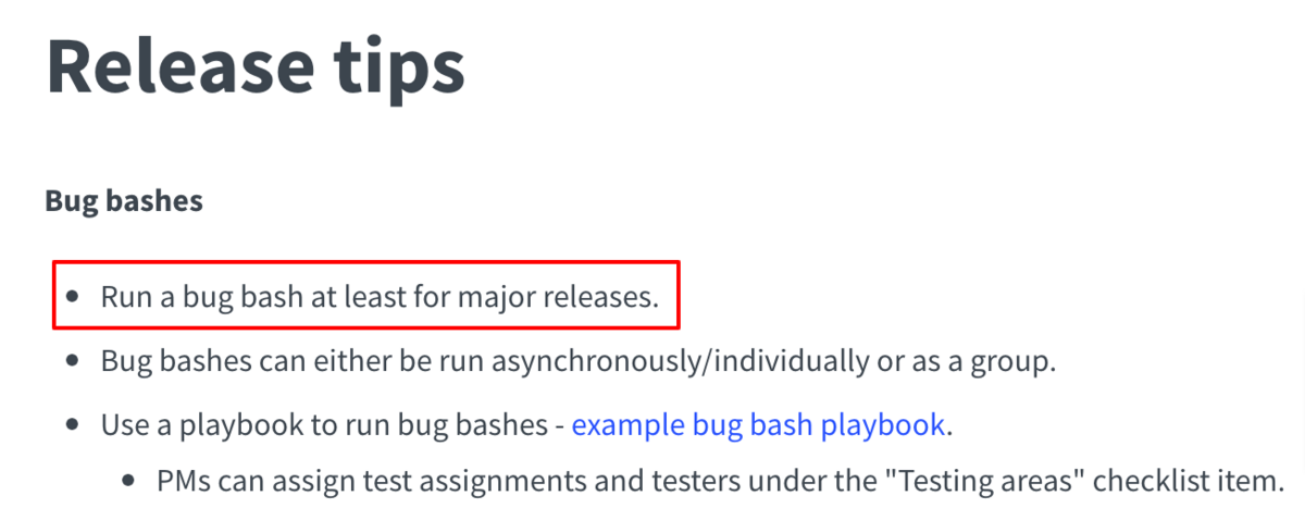 Release tips bug bash screenshot