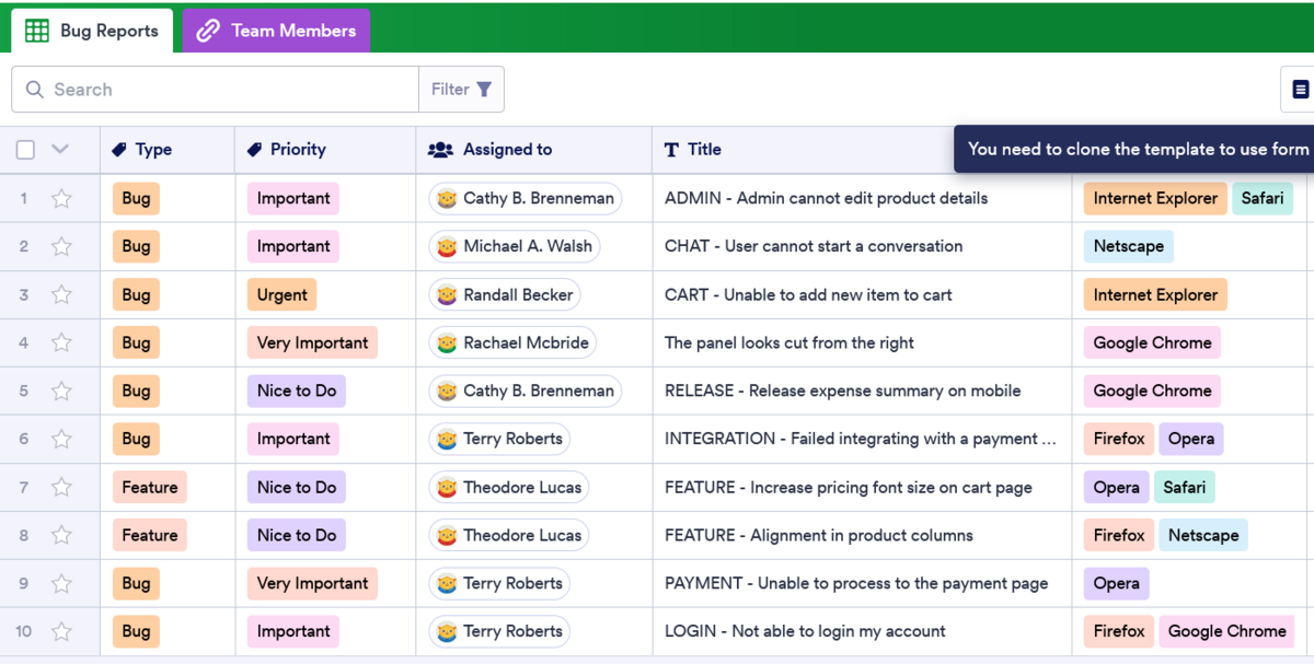 Issue-Tracker-Template-Demo-Jotform-Tables