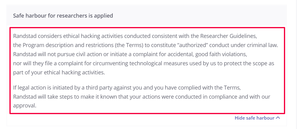 Randstad's vulnerability disclosure policy