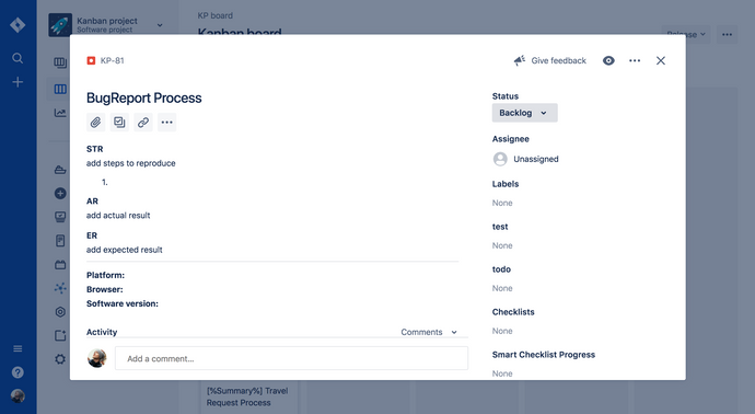 Bug report process template