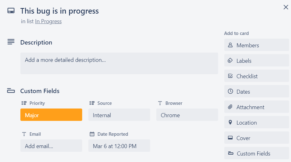 Bug report progress template