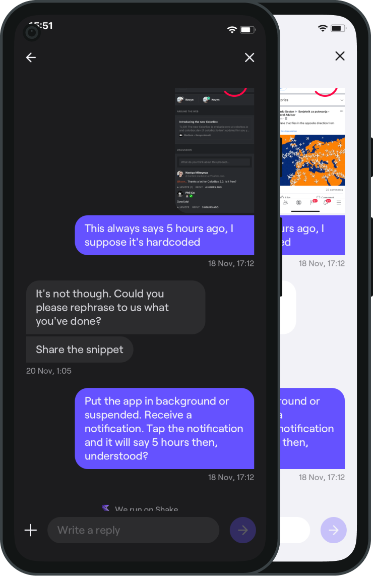 Shake chat screen