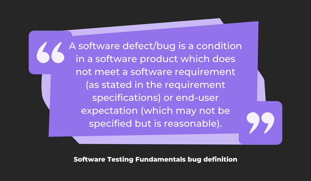 Software Testing Fundamentals bug definition 