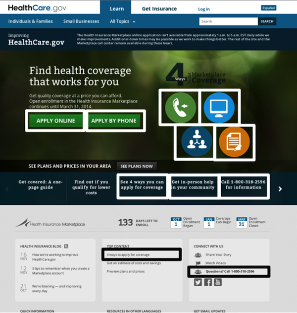 HealthCare.gov screenshot