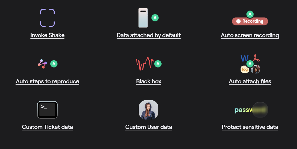 Shake functionalities 