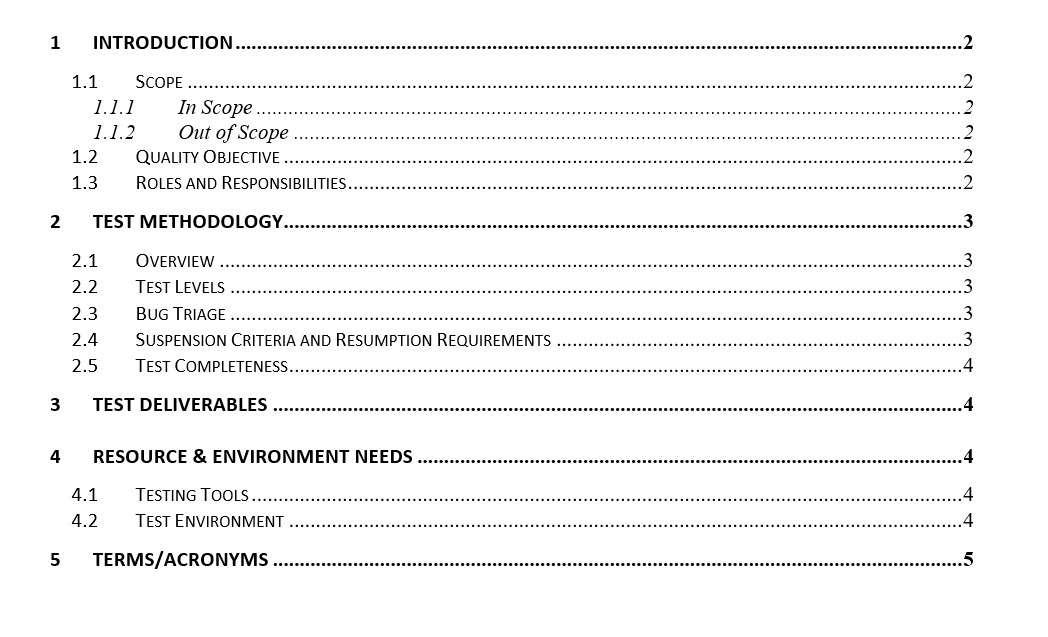 test plan template