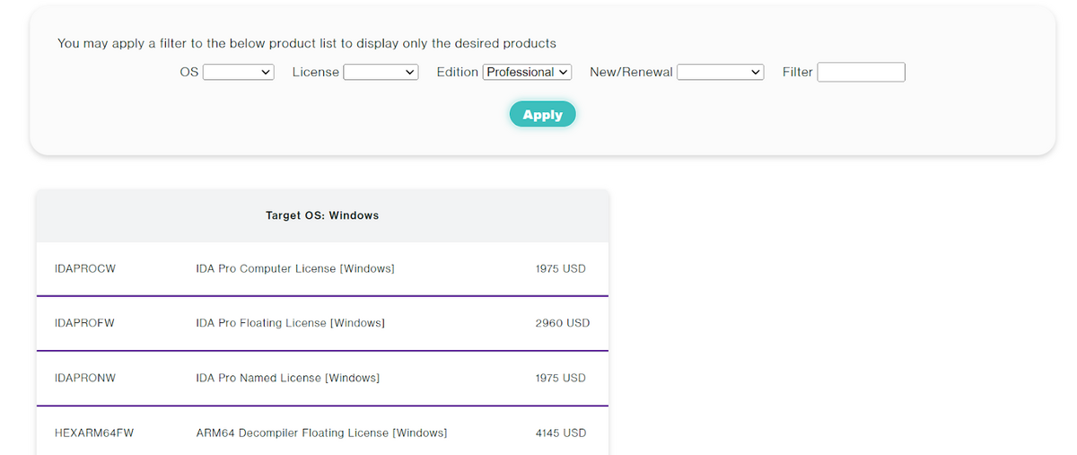 Ida pro pricing