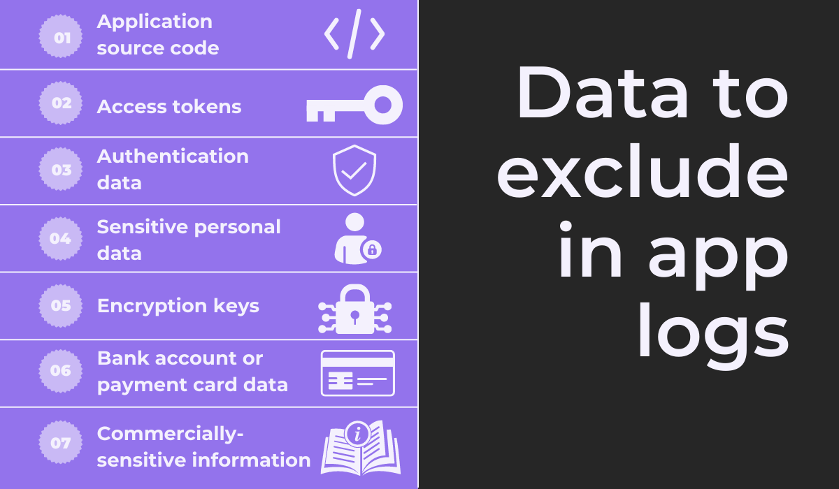 Data to exclude in app logs