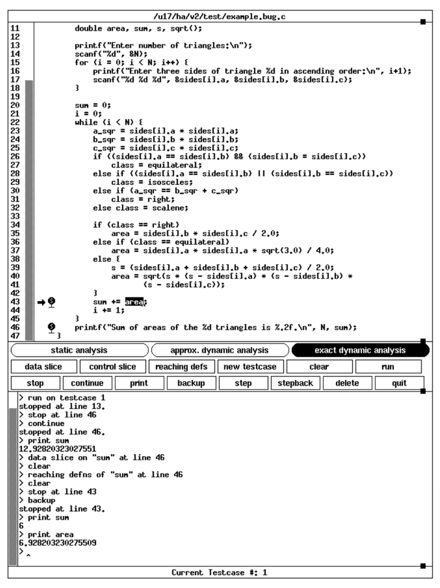 Efficient debugging with slicing and backtracking