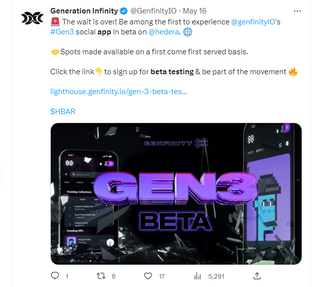 Generation infinity tweet