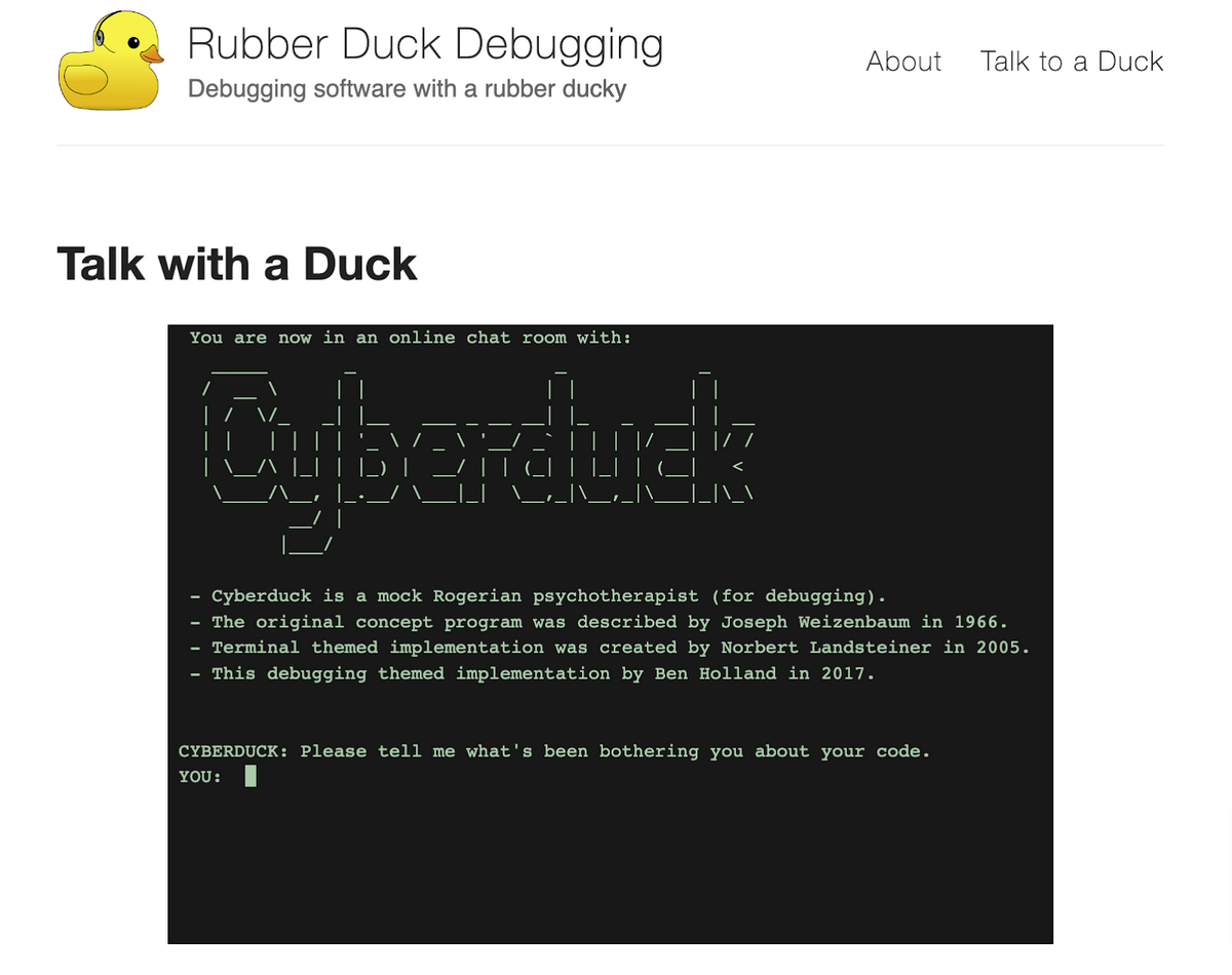 Rubber duck debugging