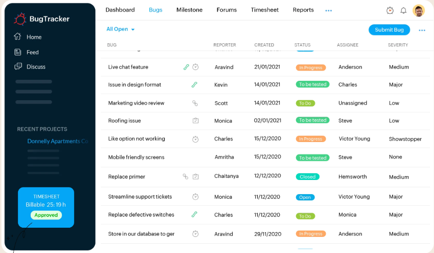 Zoho BugTracker