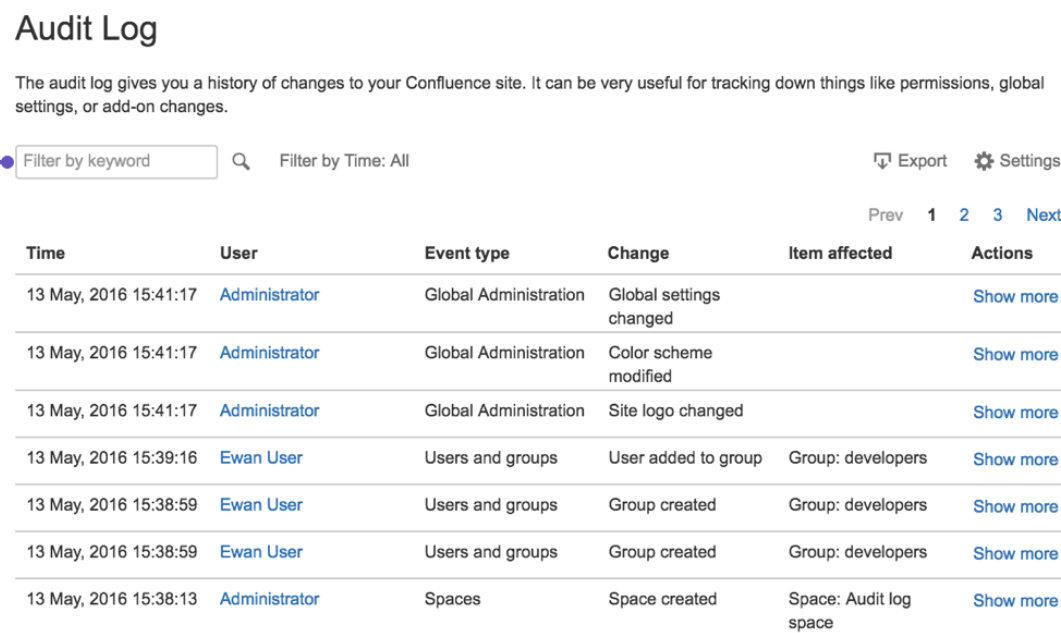 app audit log