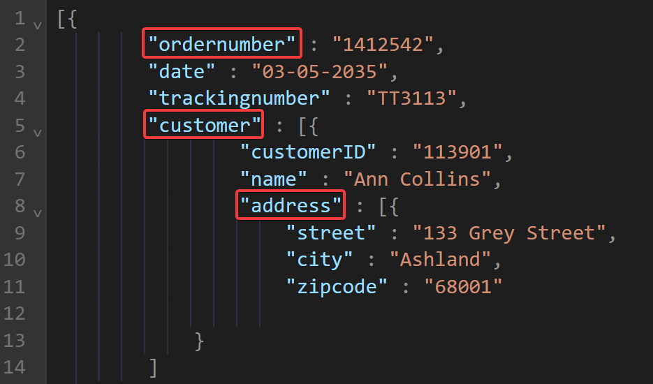 json formatted log example