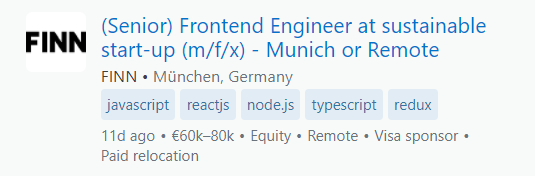 gender neutral frontend engineer job ad screenshot