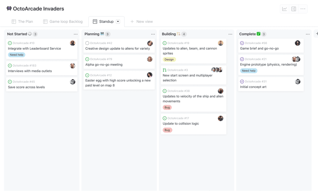 kanban board example screenshot