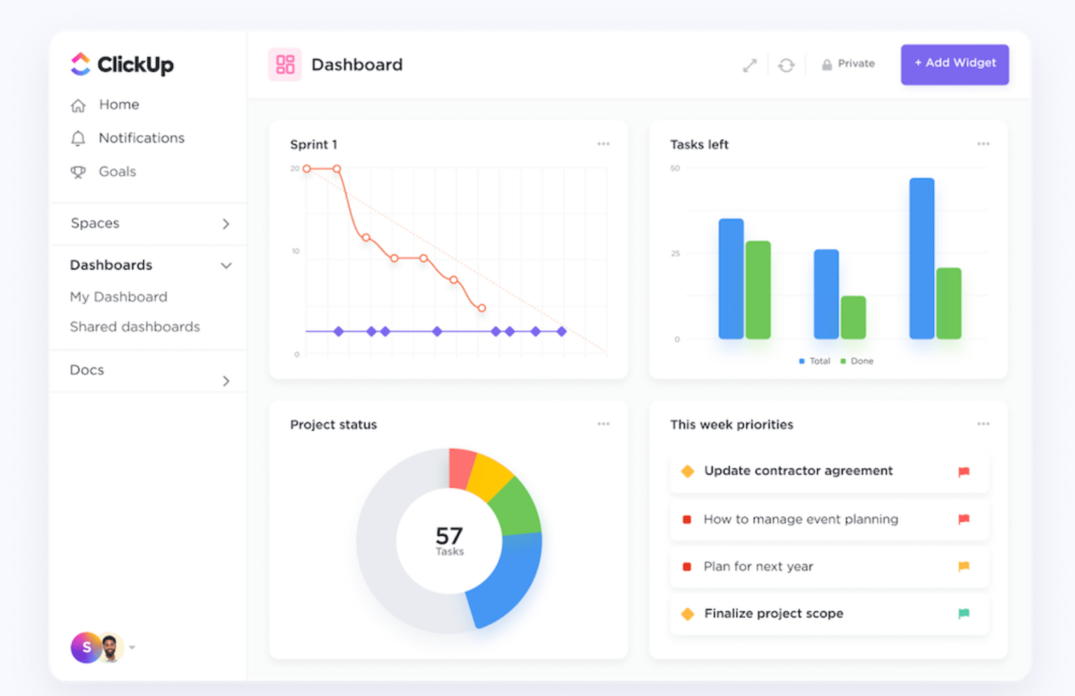 clickup dashboard screenshot