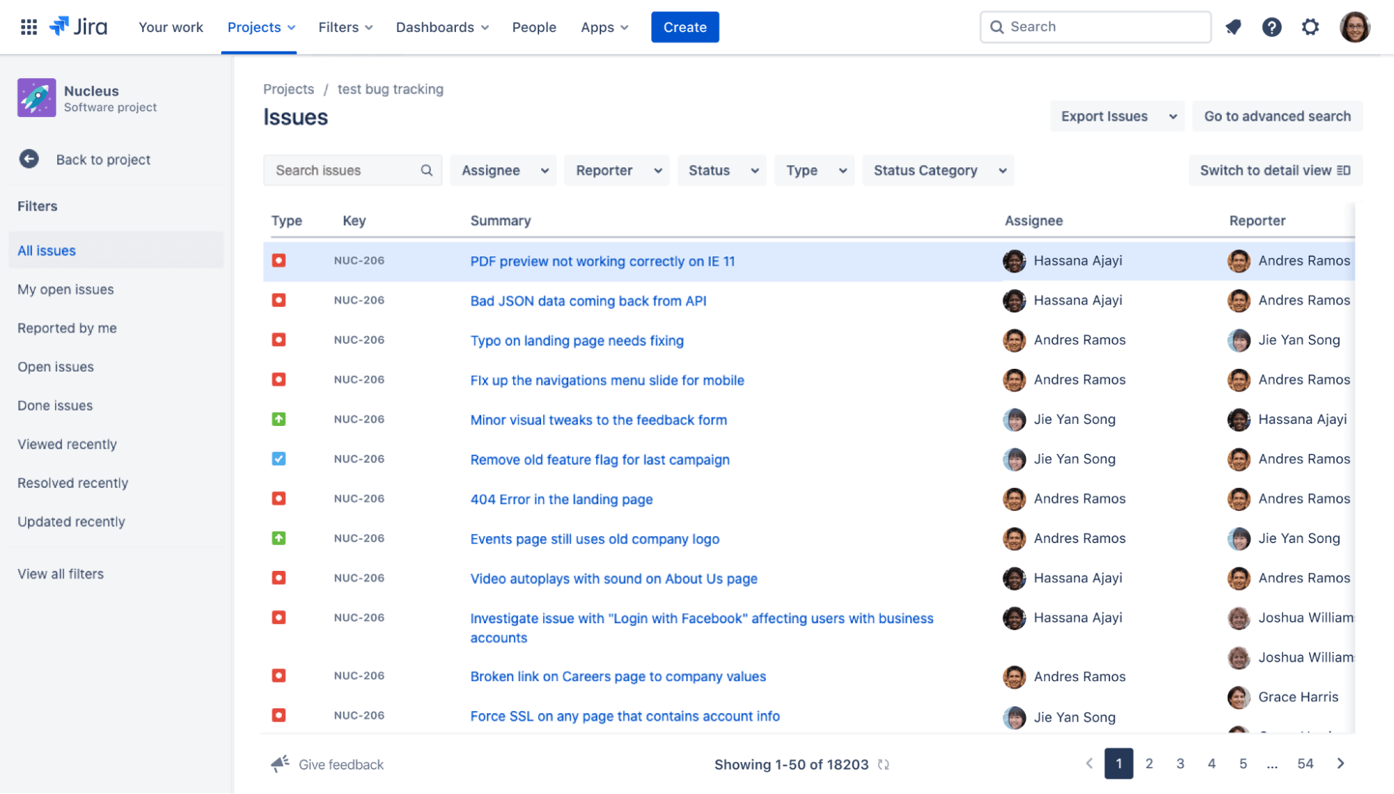 jira tool screenshot