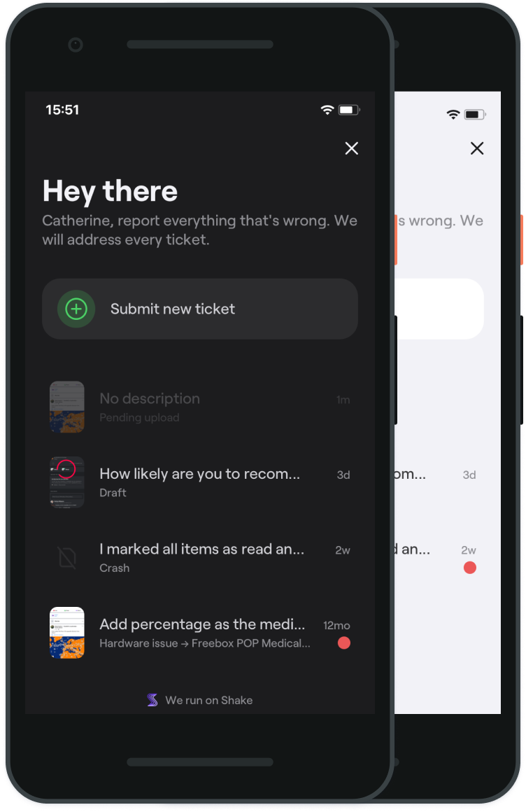 Shake dashboard