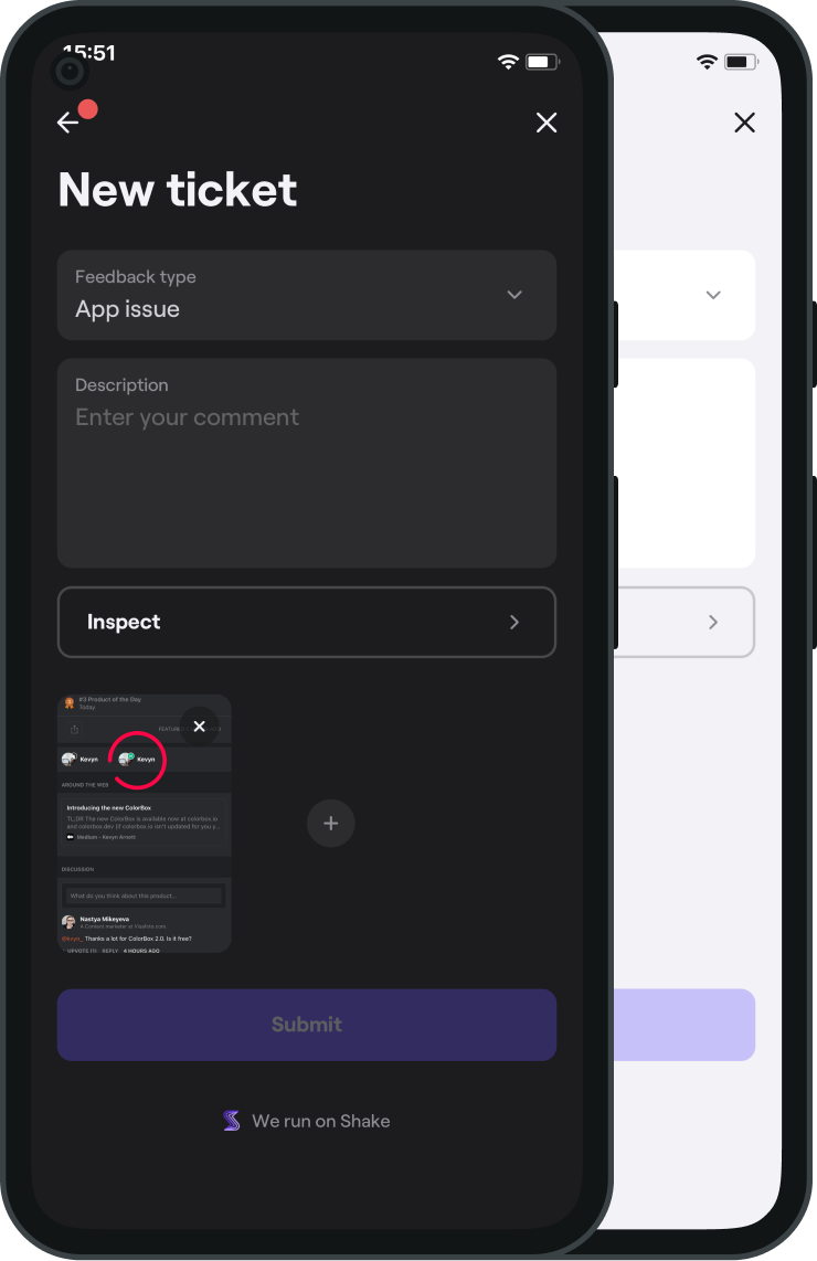 Shake dashboard