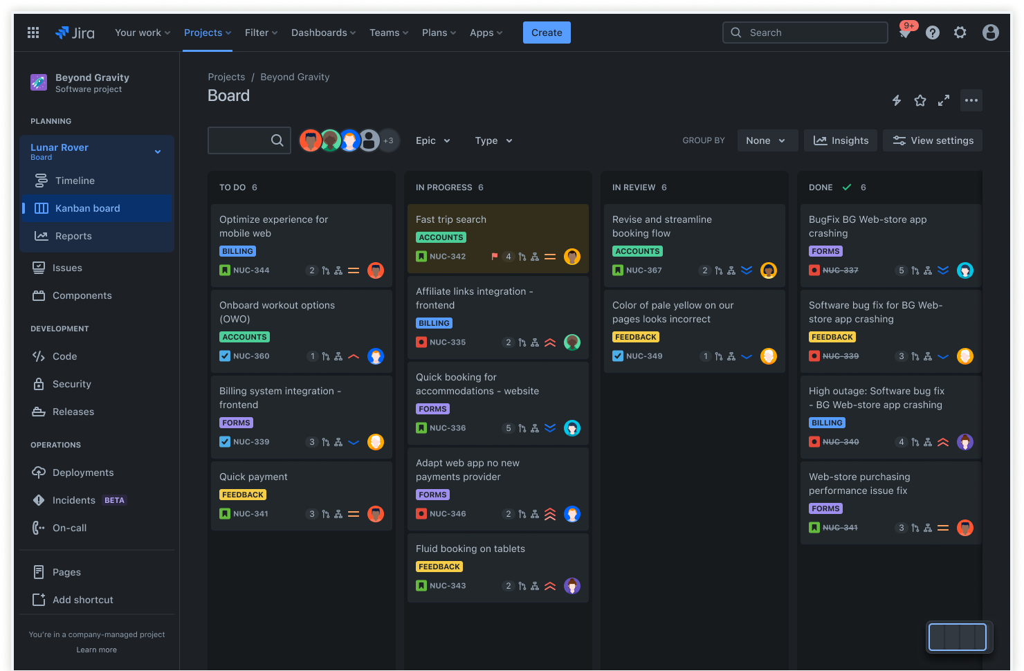 Atlassian dashboard