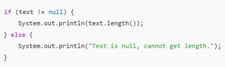 Java code with null check