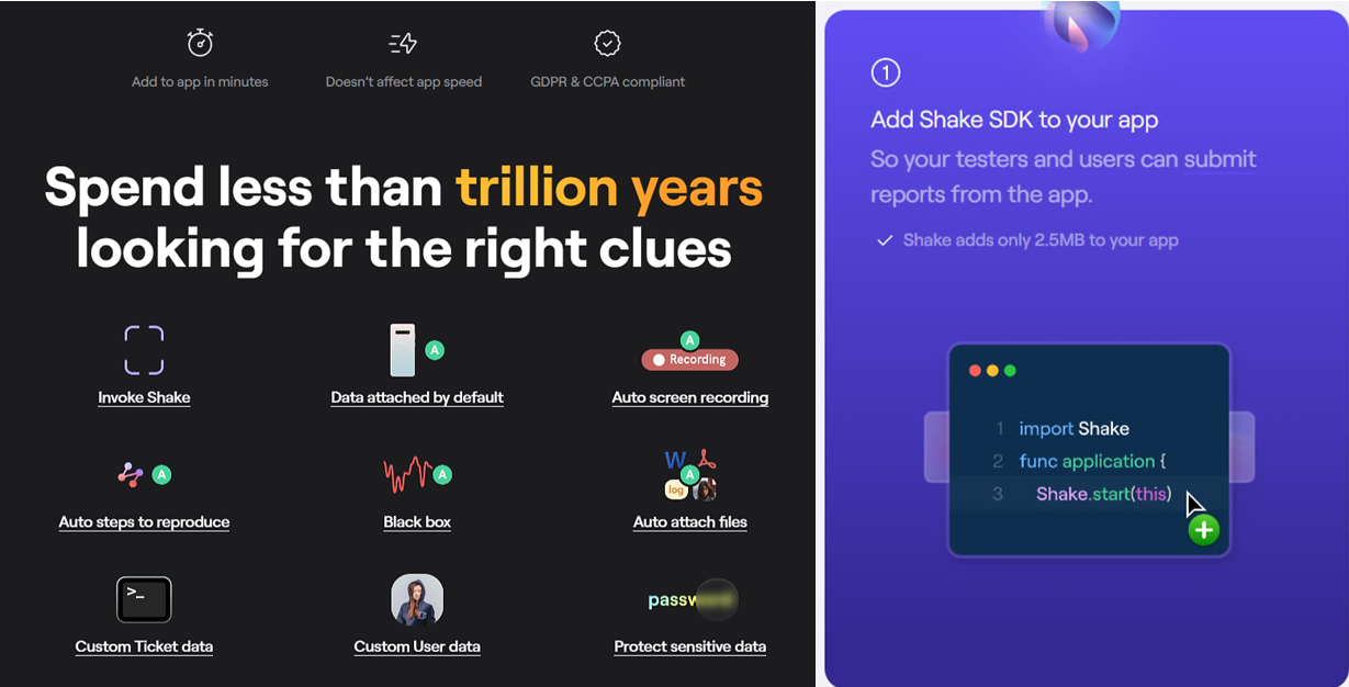 Shake dashboard