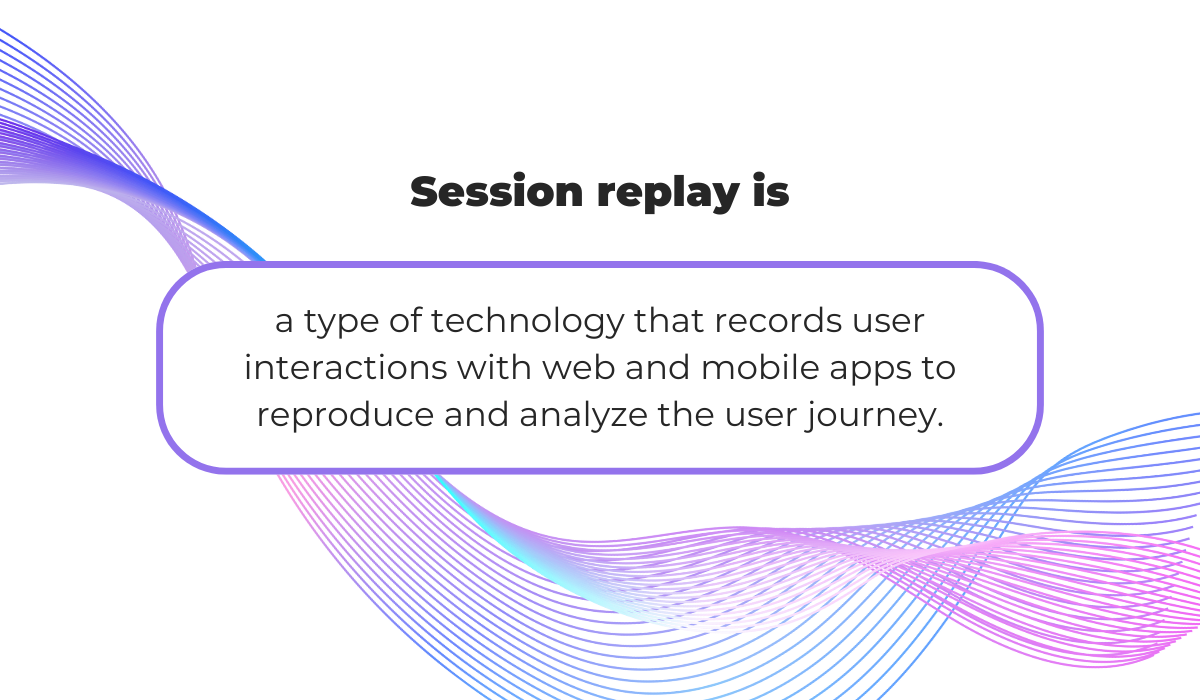 Definition of session replay technology describing it as a tool that records user interactions with web and mobile apps for analysis