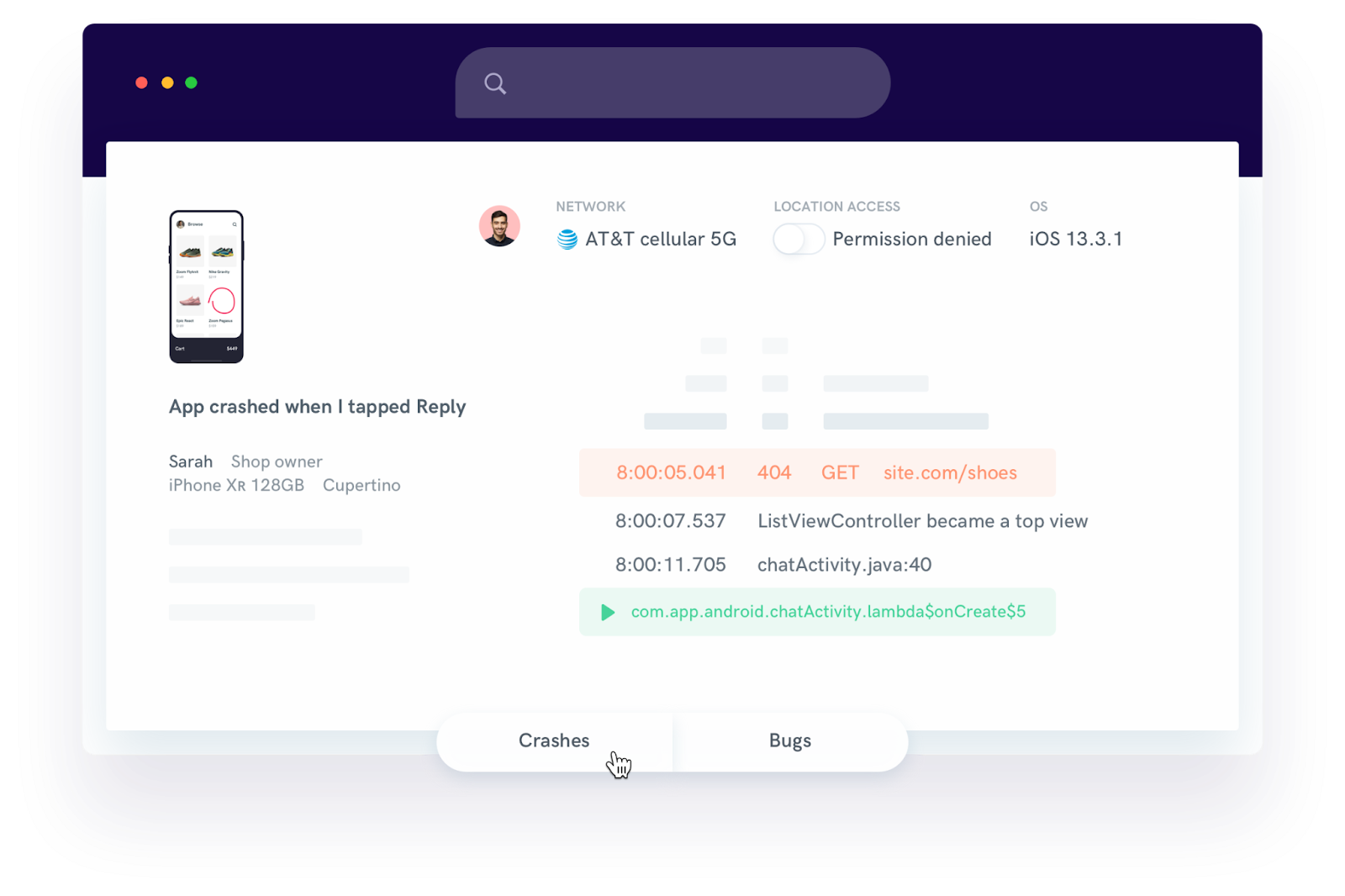 Shake dashboard