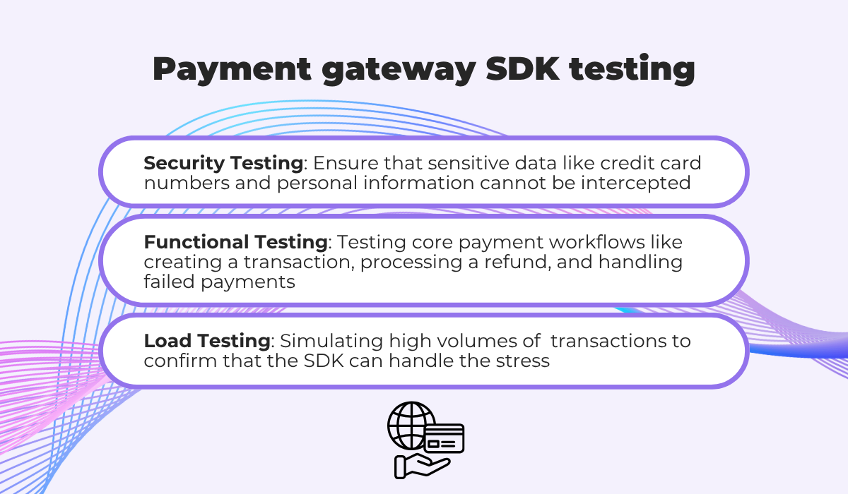 Payment gateway SDK testing including security and load testing