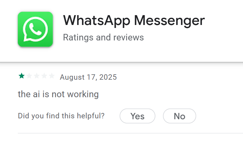 WhatsApp app review example