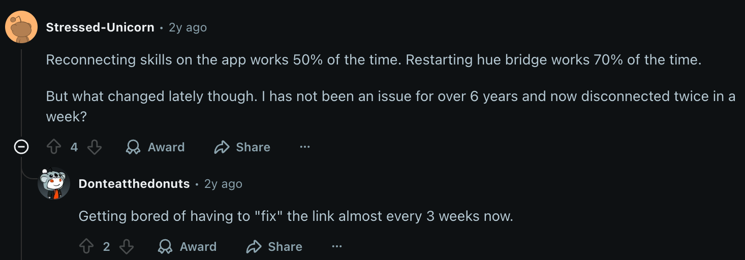 Reddit complaints about app instability