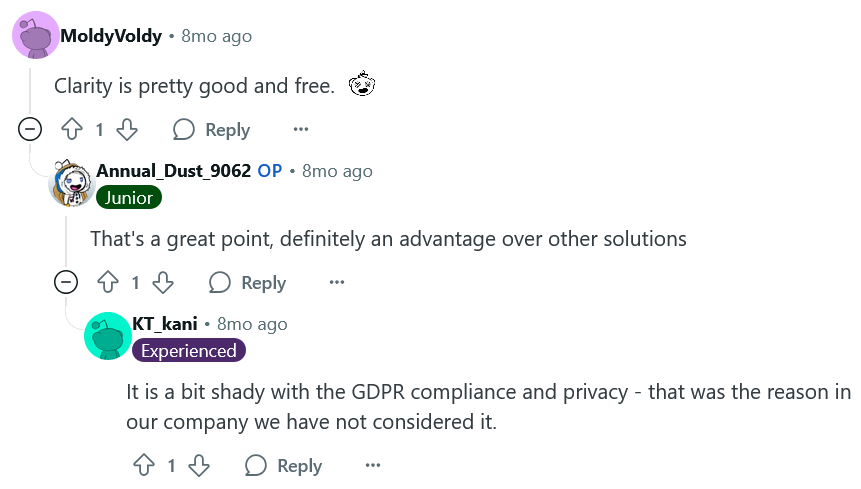 PostHog user review praising session replay feature on Reddit