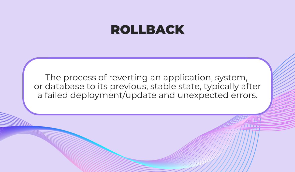 Graphic defining rollback as restoring system to previous stable version