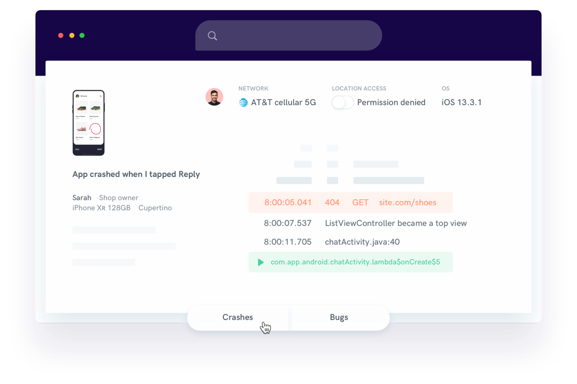 Shake dashboard