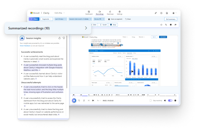 Microsoft Clarity dashboard