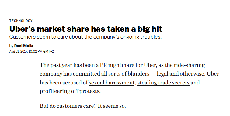 Uber’s market share has taken a big hit news article headline