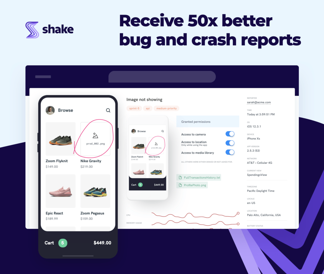 Shake dashboard