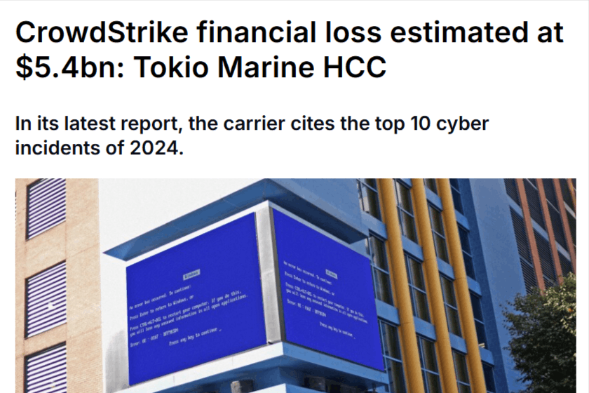 News headline reporting CrowdStrike financial loss estimate