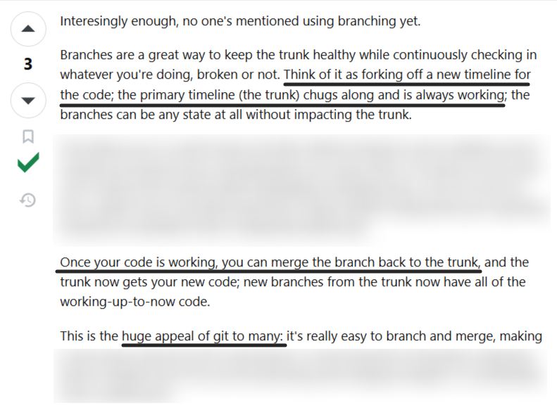 Forum explanation of git branching and merging workflow